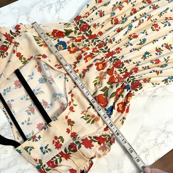 Celina Moon X Anthro Cotton Flutter Sleeve Floral Maxi Dress women’s size small - Picture 12 of 14
